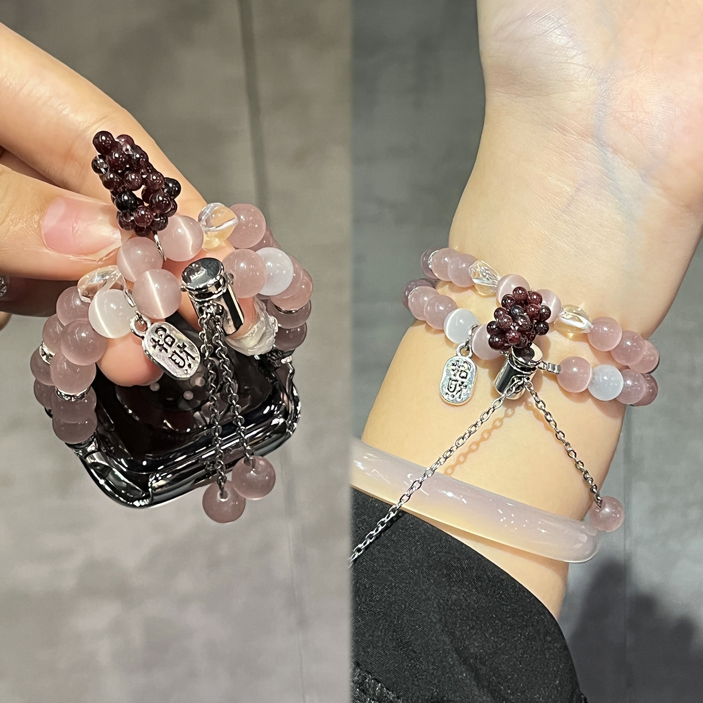 适用小米手环9Pro表带8Pro手表新款紫葡萄7Pro女生串珠腕带链智能手环红米watch6/5男女款秋冬JY高级感透气