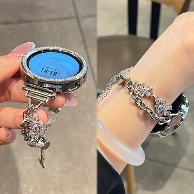 适用华为gt6表带GT5水晶花watch5金属新款gt5pro镶钻智能gt4运动手表女士watch4/3腕带JY男女款高级感夏专用