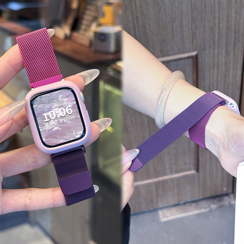 【乌梅子酱】适用于苹果手表表带s10新款米兰iwatch s9渐变磁吸运动智能s876女款se夏季AppleWatch透气XL配件