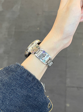 适用佳明表带Garmin Active5/venu sq2/3S/2puls/2S/MoveTrend彩钻金属印花小狗18/20mm快拆女款创意小众高级