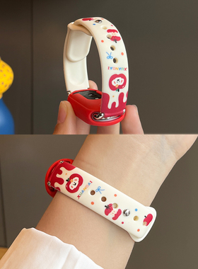 【红苹果】适用小米手环10表带手表腕带新款9陶瓷版硅胶彩印8运动智能7nfc反扣6/5保护套壳XL女款夏季高级感