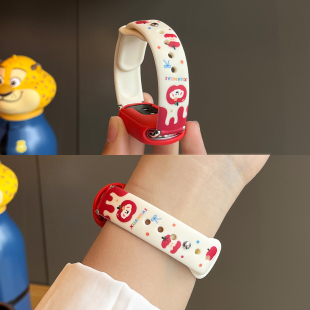 9陶瓷版 适用小米手环10表带手表腕带新款 硅胶彩印8运动智能7nfc反扣6 5保护套壳XL女款 高级感 夏季 红苹果