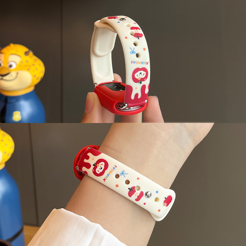 【红苹果】适用小米手环10表带手表腕带新款9陶瓷版硅胶彩印8运动智能7nfc反扣6/5保护套壳XL女款夏季高级感