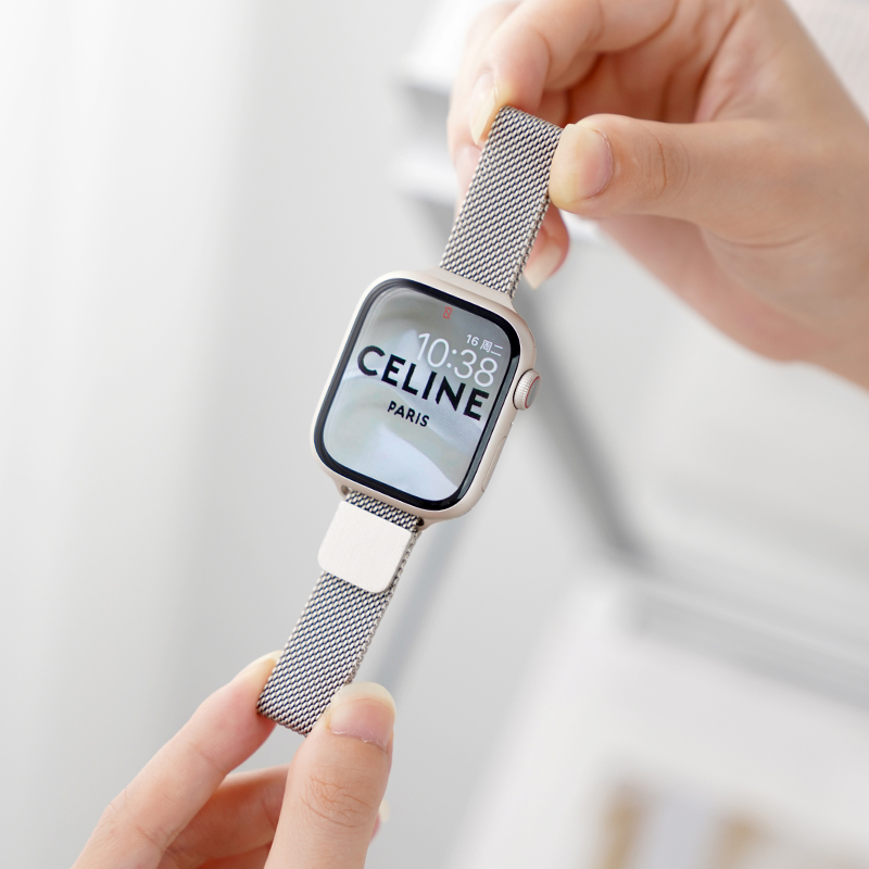 适用iwatch10表带苹果s9小蛮腰Applewatch8米兰磁吸s8手表替换带ultra二代运动s7夏季透气个性高级男女生腕带