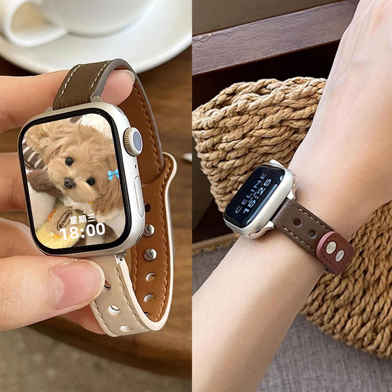 适用于苹果s11/ iwatch1098765/小米手环98pro/红米/华为gt6543/华为fit荣耀智能手表表带腕带秋冬皮apple