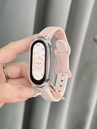 适用小米手环10/9/8表带新款8字扣手环6/7腕带NFC版通用智能手环四五代高级时尚运动液态硅胶男女生非原装潮