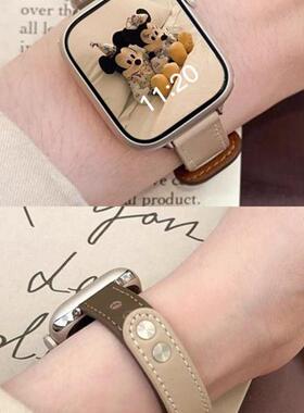 适用华为watch fit3表带新款反扣超纤真皮质FIT4/4pro腕带运动智能手环FIT2/1活力雅致版男女生拼色磁吸夏ins