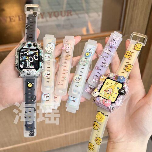适用小天才手表表带12硅胶Z11多巴胺z6proz9/z10保护套z8少年版z7s儿童z5a可爱D5透气d3双色d2a/z2腕带配件jw