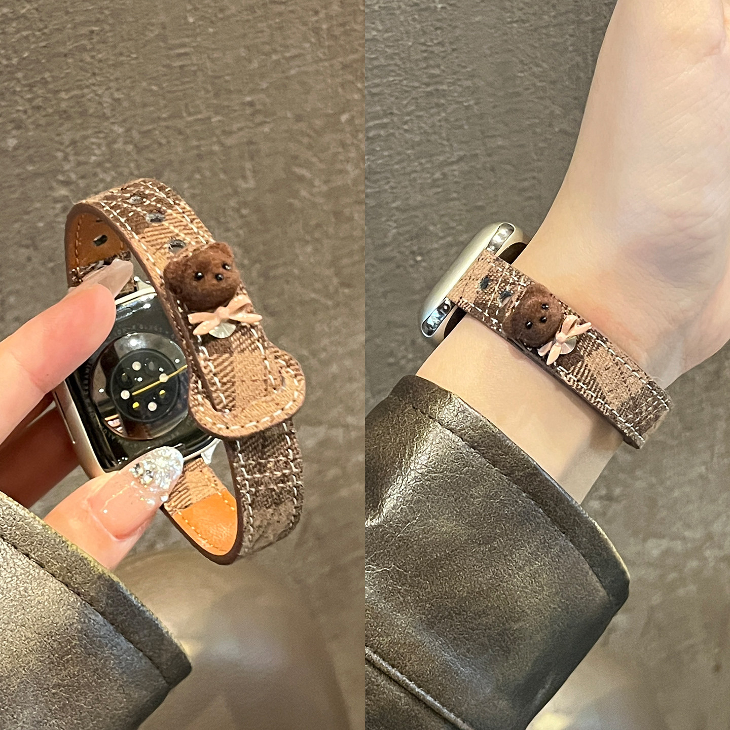 【领结小熊】适用小米手环9pro表带皮质8pro毛呢格子纹系列红米watch6/5/4手表JY智能男女款秋冬高级感保护壳,智能设备,智能手表手环表带/腕带,淘宝优惠券,粉丝福利购,淘宝优惠卷