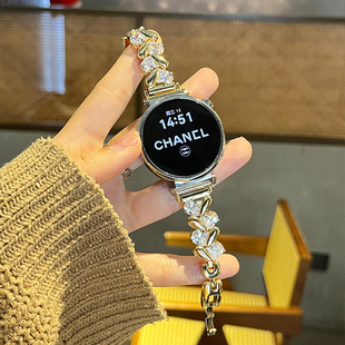 2男女款 适用华为gt6系列表带gt5 4智能运动手表gt3 GT5pro女士爱心闪钻金属watch5 专用轻奢高级41mmJY 4新款