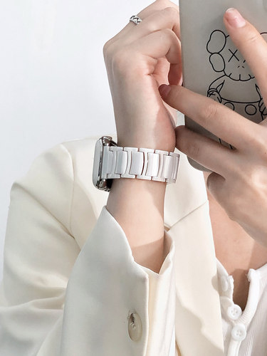 适用苹果手表s9表带iwatchs8陶瓷Applewatch6/5代s7保护壳ultra夏天se运动41/45mm男女生s6高级感创意非原装