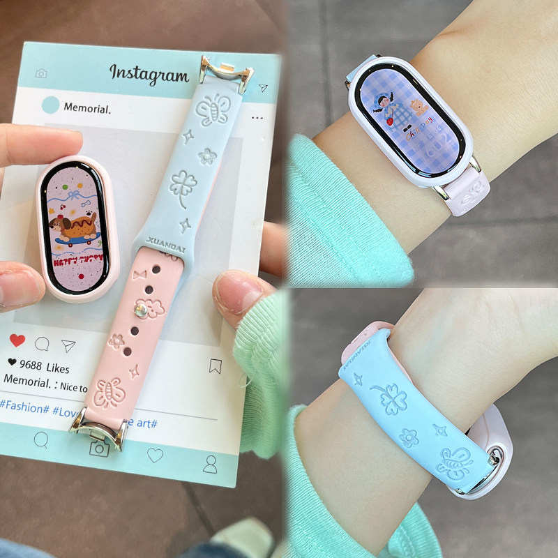 适用于小米手环10表带新品Xiaomi 9陶瓷版diy蝴蝶镭雕花花硅胶时尚女款手表8腕带运动智能7/6高级感创意夏日5,智能设备,智能手表手环表带/腕带,淘宝优惠券,粉丝福利购,淘宝优惠卷