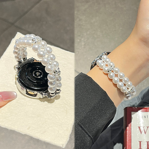 适用华为gt6表带GT5昣株花朵watch5新款gt4串珠gt5pro镶钻智能运动手表女士watch4/3腕带JY男女款高级感夏天