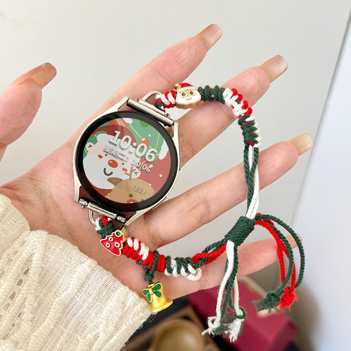 适用三星watch7表带WATCH8圣诞节Ultra2拉绳式智能手表watch6class腕带JY男女款watch5pro秋冬季专用配件