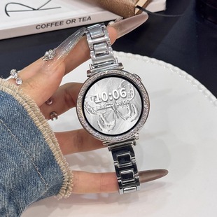 蓝气球钢带WatchX2镶钻高级感保护套壳XL蝴蝶扣创意金属夏季 x2mini表带女款 智能运动替换配件 watch 适用oppo