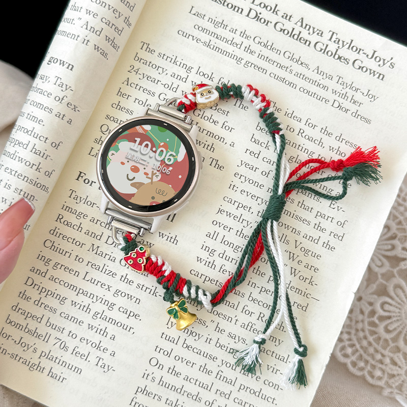 适用garmin佳明245M/255/265S表带Venu2/3圣诞节拉绳式fenix7/fenix8/955/965/970腕带JY男女款秋冬季专用