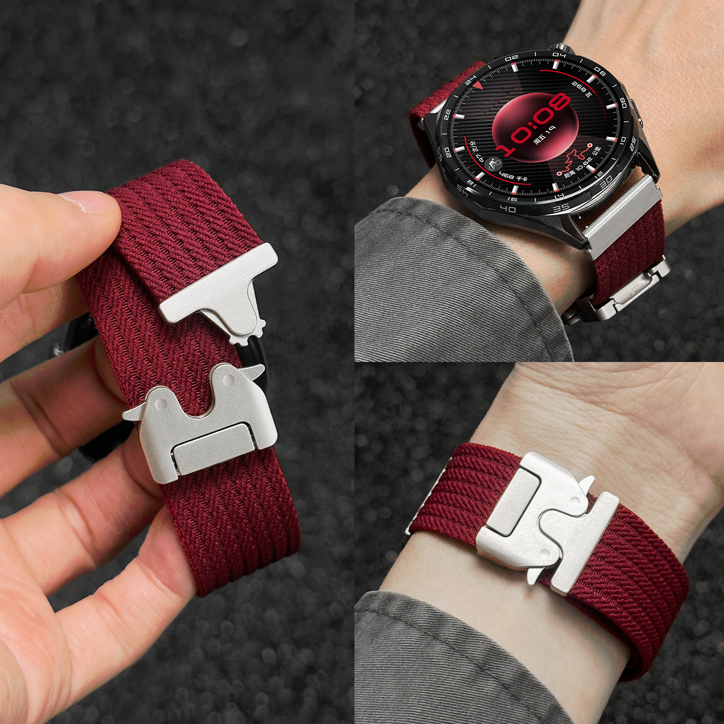 适用华为gt6表带gt5新款watch5智能GT4尼龙编织降落伞扣男士gt6Pro运动透气腕带JY男女款watch4/3秋冬高级感