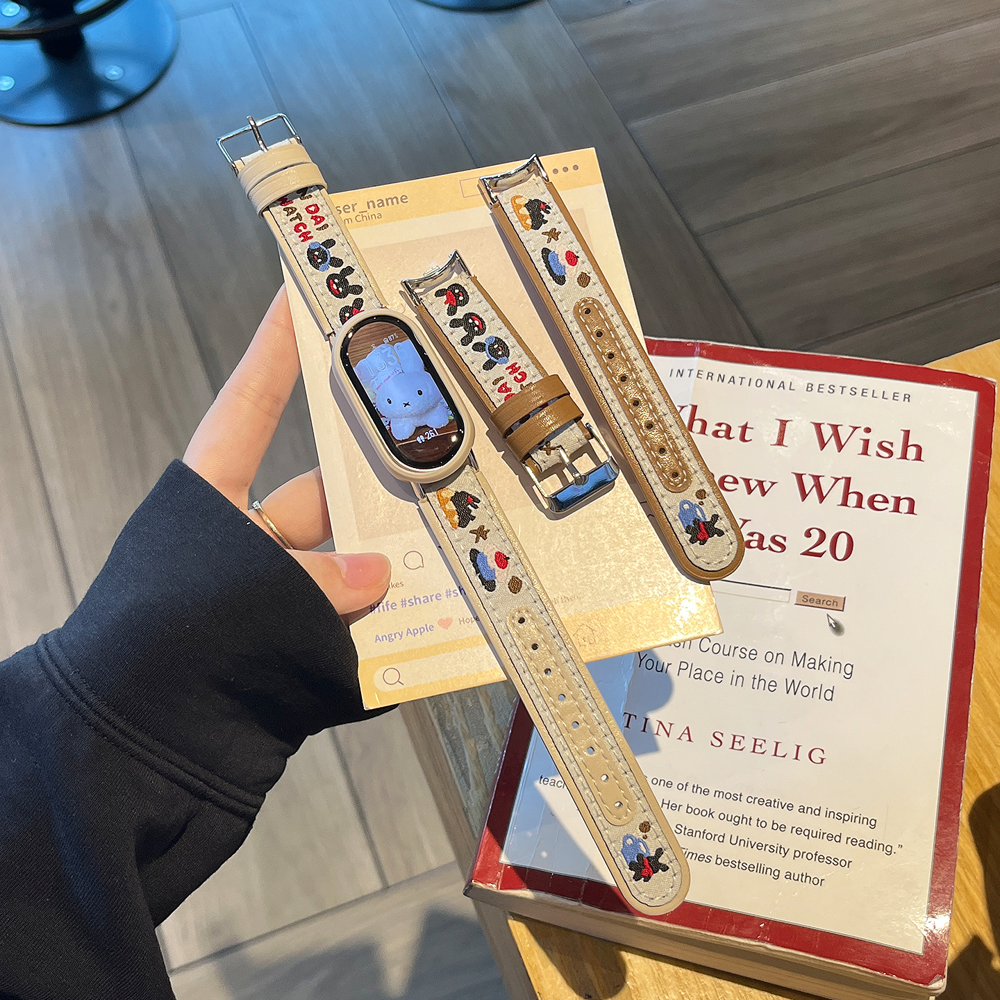 适用于小米手环9表带新品兔子8NFC卡通彩印9陶瓷版皮质10系列保护套壳7运动智能腕带高级感XL秋冬季男女款