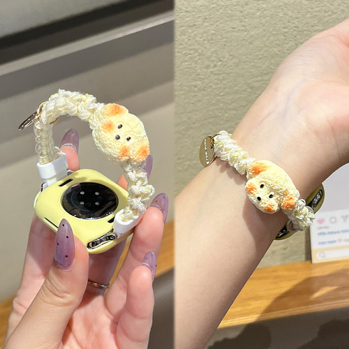 适用于苹果手表表带iwatch s11新款花边发圈s10小狗se3专用ultra秋冬series9保护套壳s876高级XL运动智能腕带