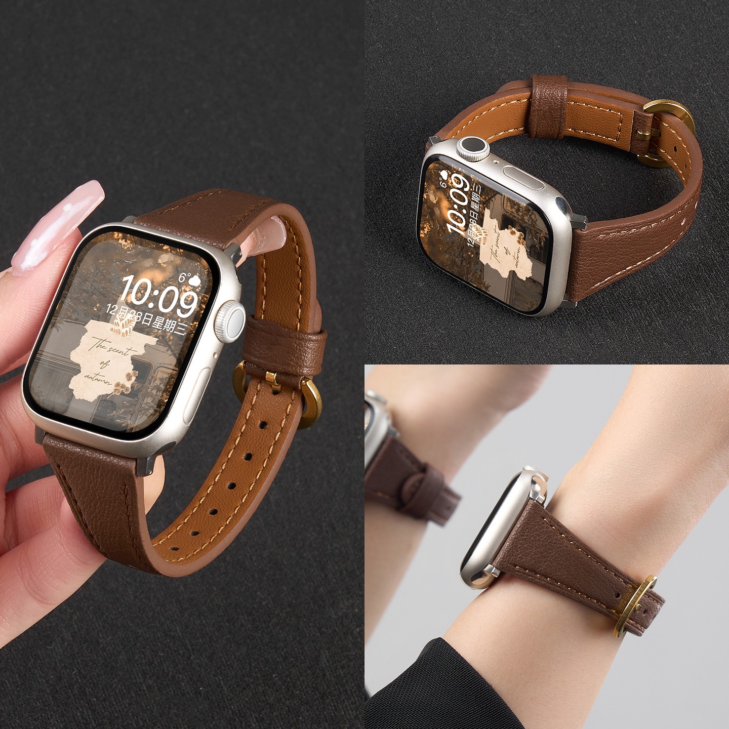 适用小米手环9Pro表带8Pro真皮质7Pro女生新款手表马蹄扣红米watch6/5腕带智能手环男女款秋冬JY高级感高颜值