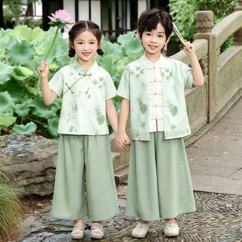 六一儿童演出服汉服男童女童幼儿园啦啦队国学小学生古装毕业服装