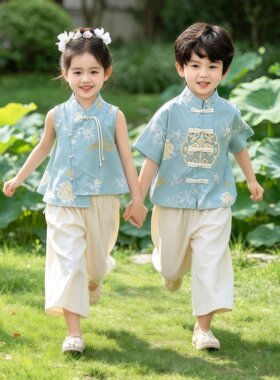 端午节儿童汉服唐装演出服中国风新中式男童古装幼儿园表演服装