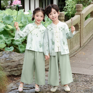 元旦儿童汉服男童女童演出服幼儿园啦啦队国学小学生古装表演服装