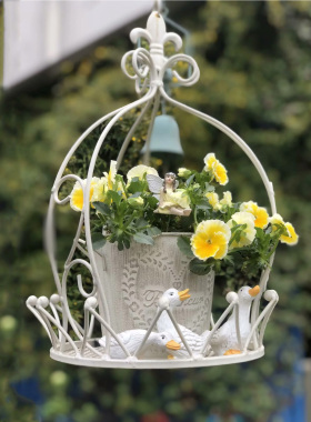 新款白色鸟笼装饰婚庆婚礼多肉花架挂饰绿植家居饰品阳台庭院铁艺