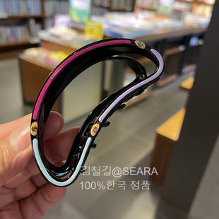 9.6cm】正宗韩国产发饰流行甜美三色彩绘抓夹镂空发抓半月形发夹