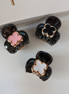 【2只价】正品韩国BY抓夹黑色亚克力四叶草发夹公主头刘海碎发抓