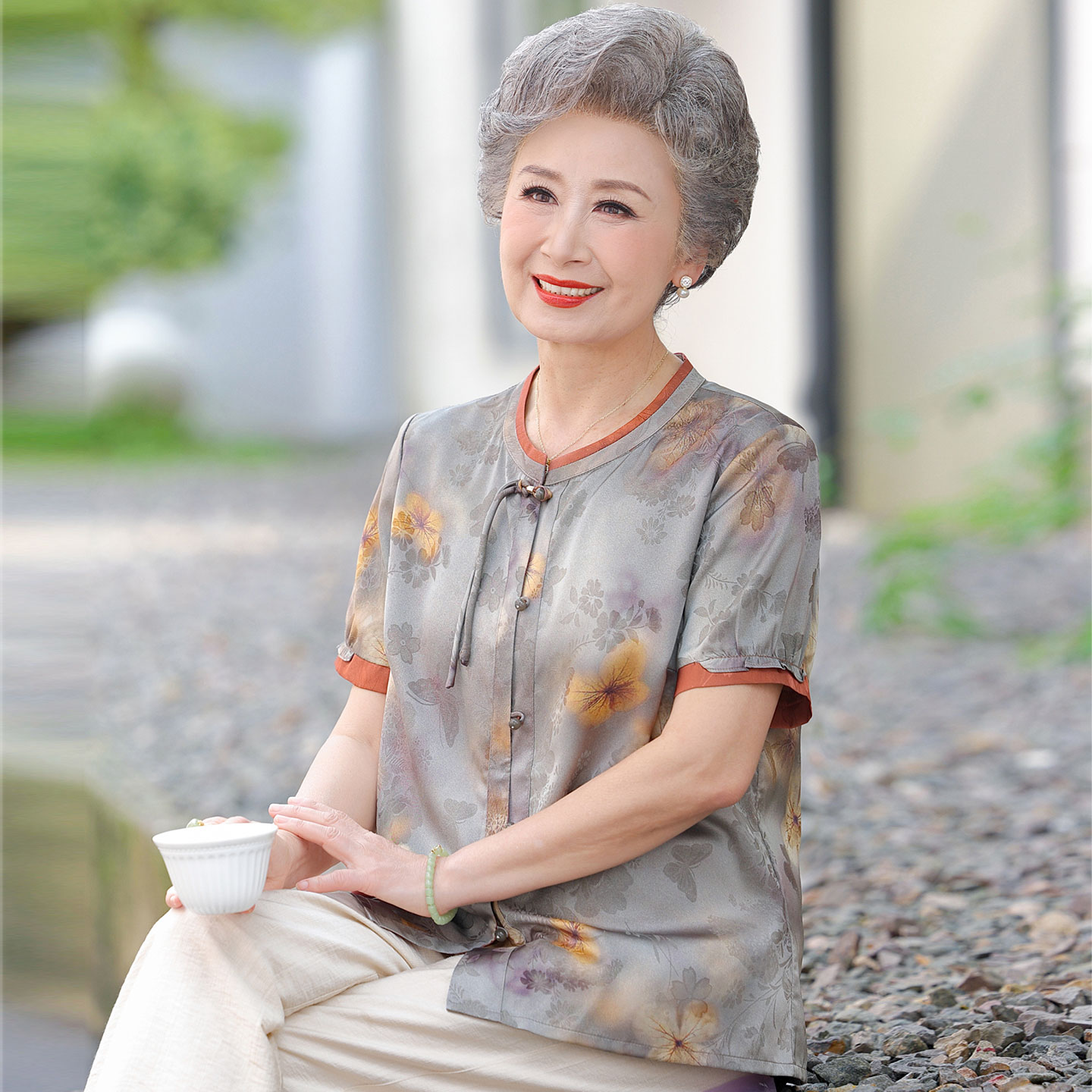 恒源祥中老年女装桑蚕丝上衣