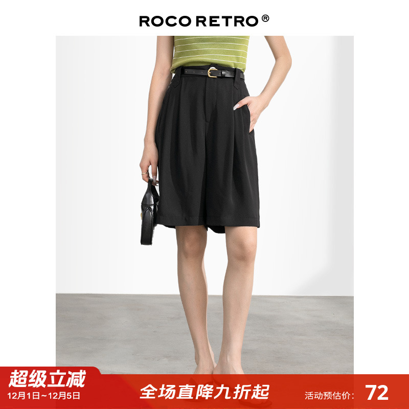 ROCO复古高腰西服料黑色短裤