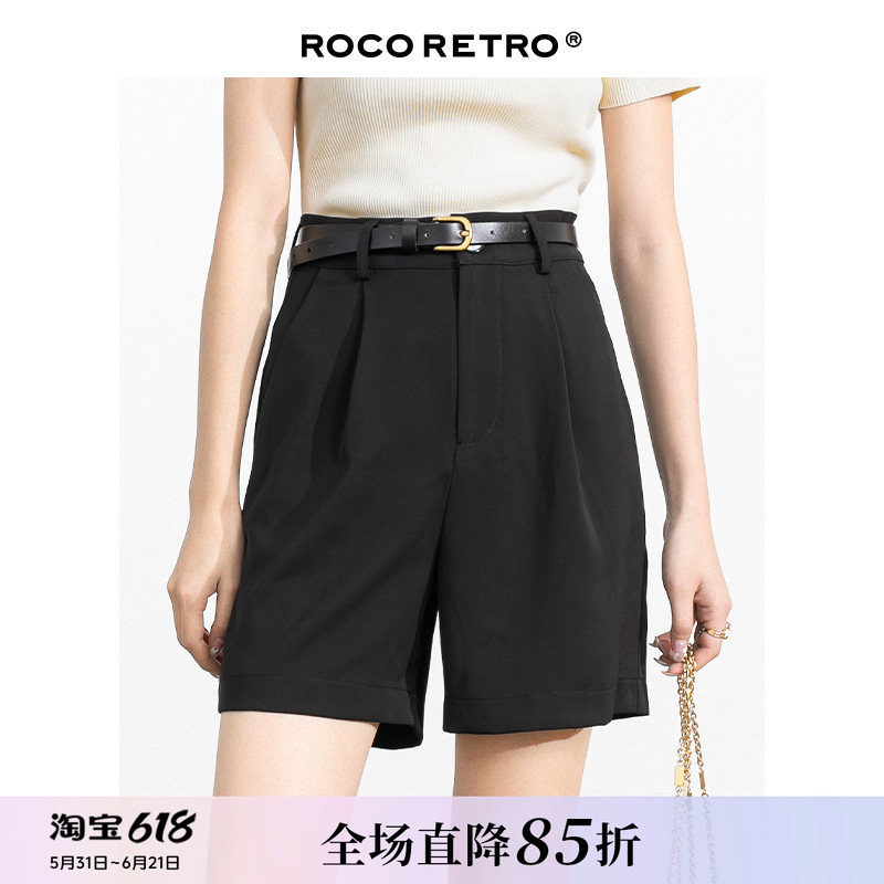 ROCO宽松直筒黑色百慕大短裤