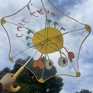 出口日本儿童圆角雨伞防夹卡通童伞男女小学生透明伞自动幼儿园伞