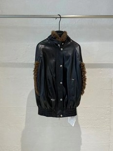 sennoszhou冷咚翎雪廓形无袖 高领皮衣夹克Y59058