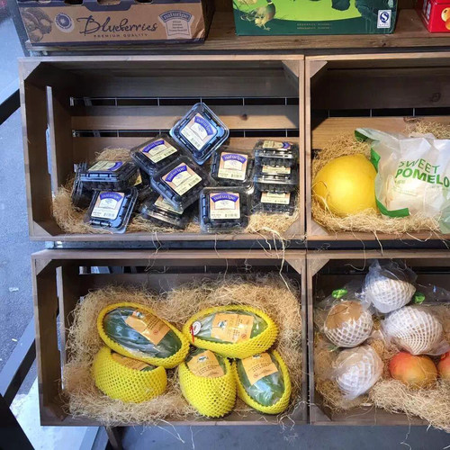 蔬陈列展示箱水果篮 实木收纳筐零食面包原木篮商店超市商用木箱