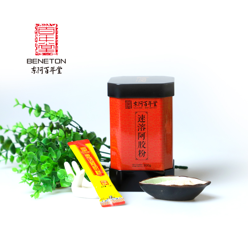 百年堂阿胶速溶粉300克铁盒装 山东东阿原产正品ejiao阿胶原粉
