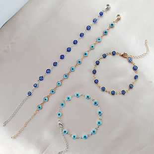 恶魔之眼手链手饰爆款法蒂玛之手复古时尚树脂邪恶圆珠蓝眼睛手串