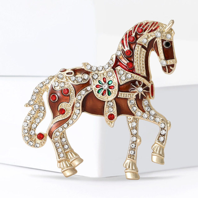 复古骏马胸针精致珐琅彩动物胸花时尚男女西装礼服本命年百搭配饰,饰品/流行首饰/时尚饰品新,胸针,淘宝优惠券,粉丝福利购,淘宝优惠卷