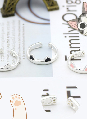猫耳朵戒指猫爪指环合金可调节