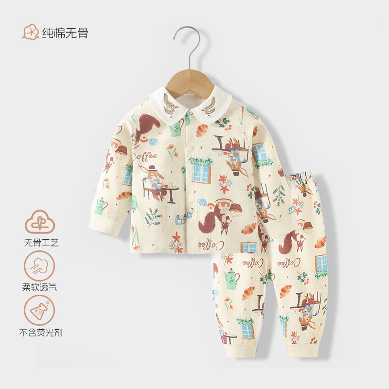 宝宝秋衣秋裤全棉A类春秋宝宝婴幼儿分体衣服睡衣家居服内衣套装
