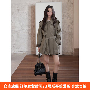 【长期主义拼皮风衣】韩系通勤小个子风衣外套秋季大衣n583c