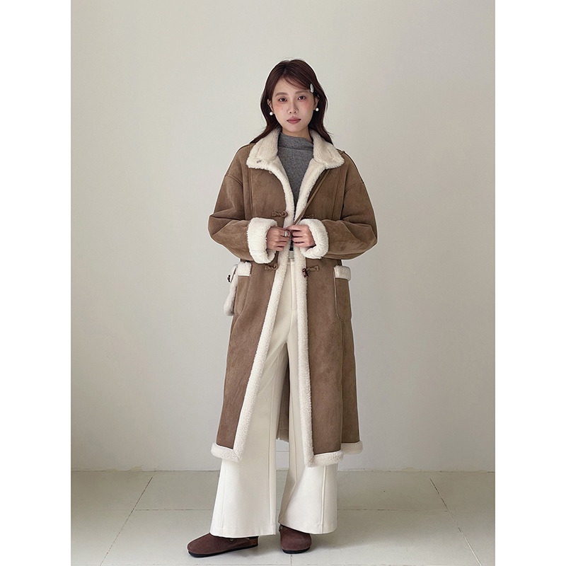 【姜饼屋】法式复古加厚仿羊羔毛绒外套女冬季长款大衣w892c