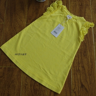 女童连衣裙 澳单SEED黄色春夏飞袖连衣裙 外贸纯棉童装 水洗棉