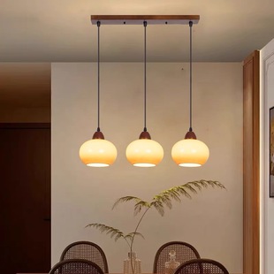 新中式中古风餐厅吊灯简约现代卧室床头实木走廊过道吧台民宿吊灯