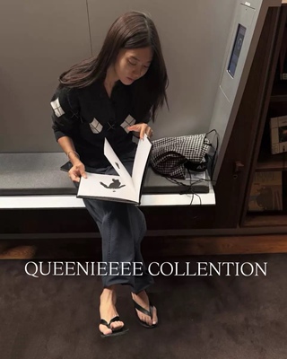 QUEENIE2025秋冬新款时髦复古菱形格纹羊毛针织开衫毛衣外套女