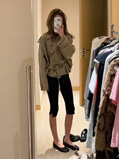 春夏新款 肯豆海莉同款侧开叉卡普里裤Capri 高腰弹力修身瑜伽裤