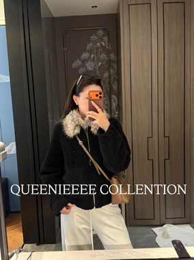 QUEENIE2026 羊羔毛环保皮毛一体气质高级宽松显瘦毛领外套上衣