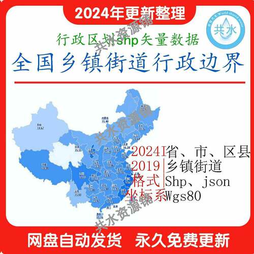 2024全国中国省市县边界乡镇街道行政区划shp矢量数据gis出图json