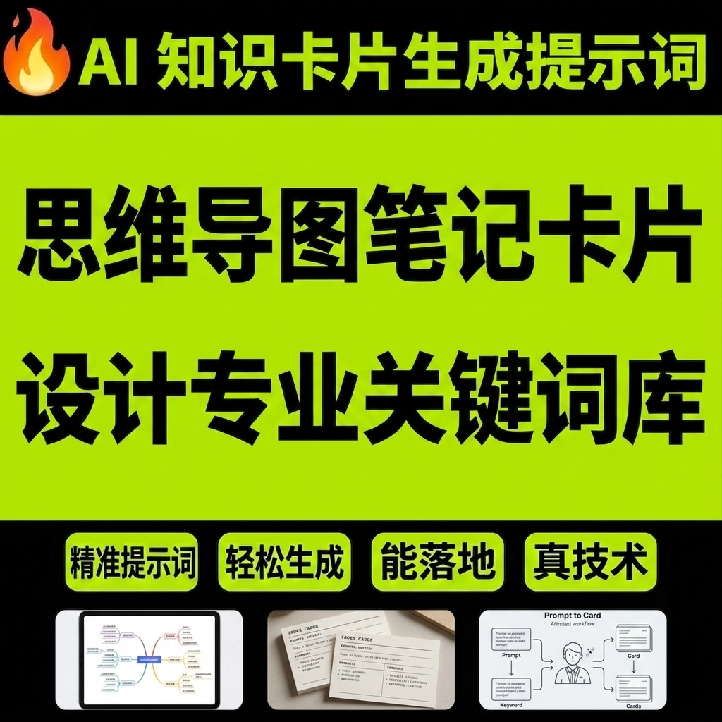 AI知识卡片生成提示词思维导图笔记卡片设计专业关键词库图片